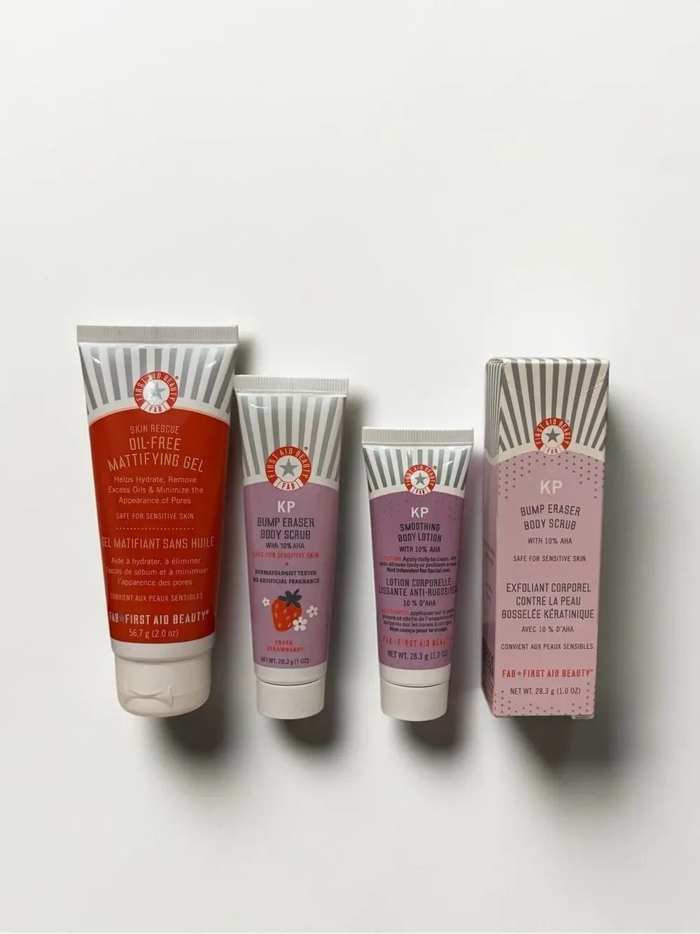 First Aid Beauty KP Bump Eraser & Skincare Mix, FAB Strawberry scrub, New